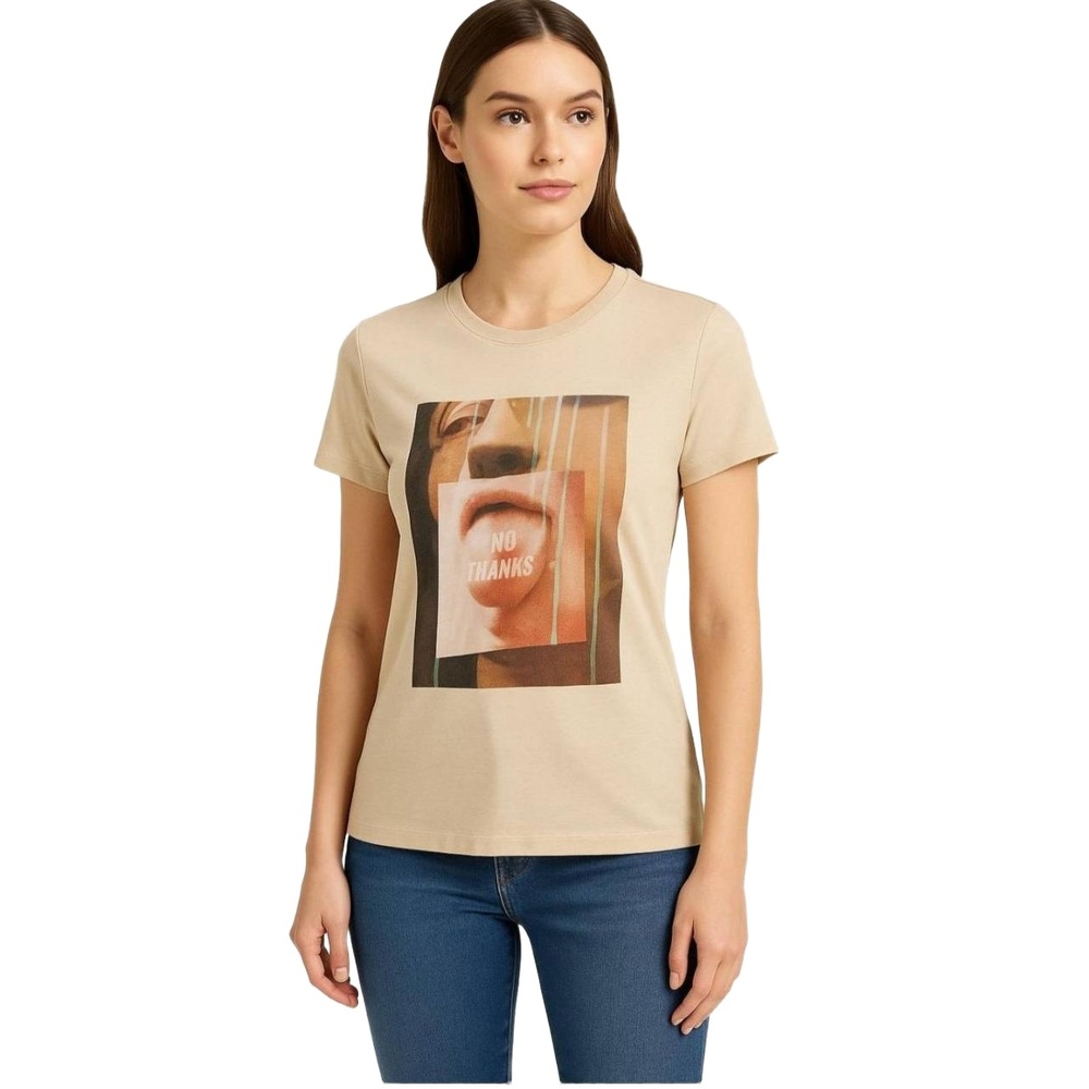 GUESS ECO‎ Beige Short Sleeves T-Shirt Womens Large